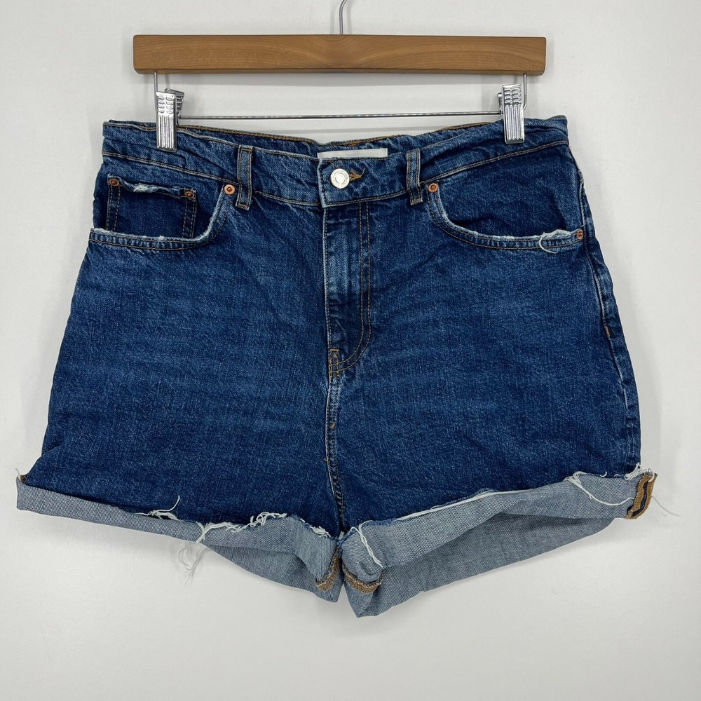 Zara Denim Shorts Women's Size‎ 10 Blue The 70's Bermuda High Rise Cut Off